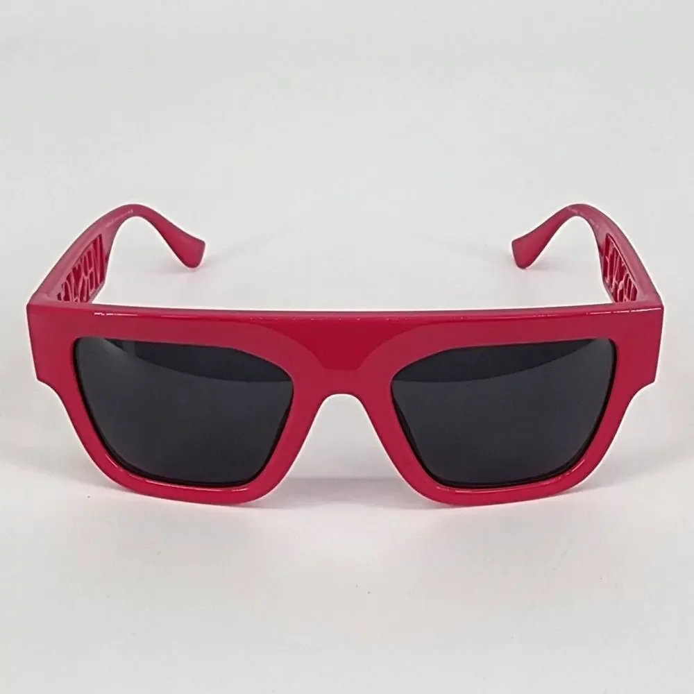 Versace Bright Pink Cutout Logo Square Sunglasses Unisex New in Box